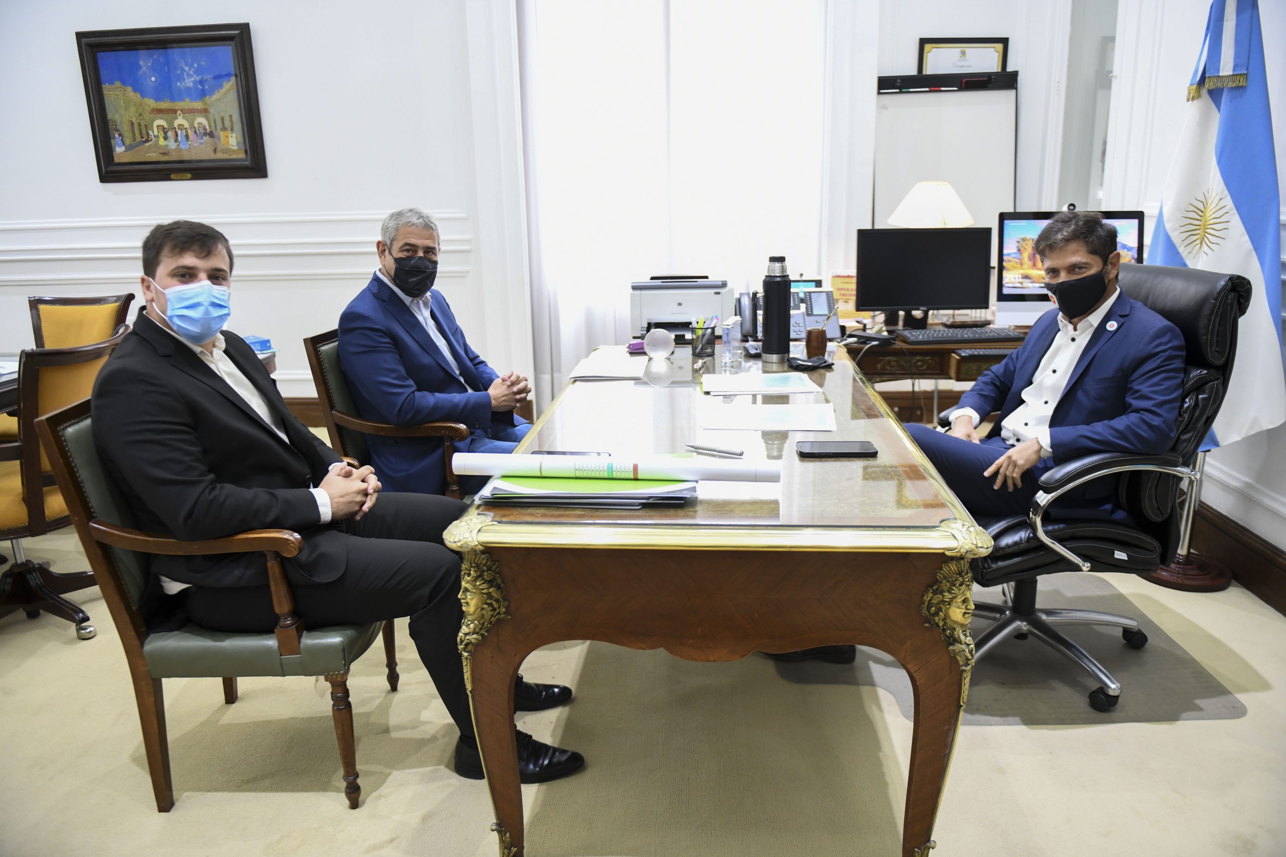 Kicillof recibió a Ferraresi y Chornobroff en Casa de Gobierno
