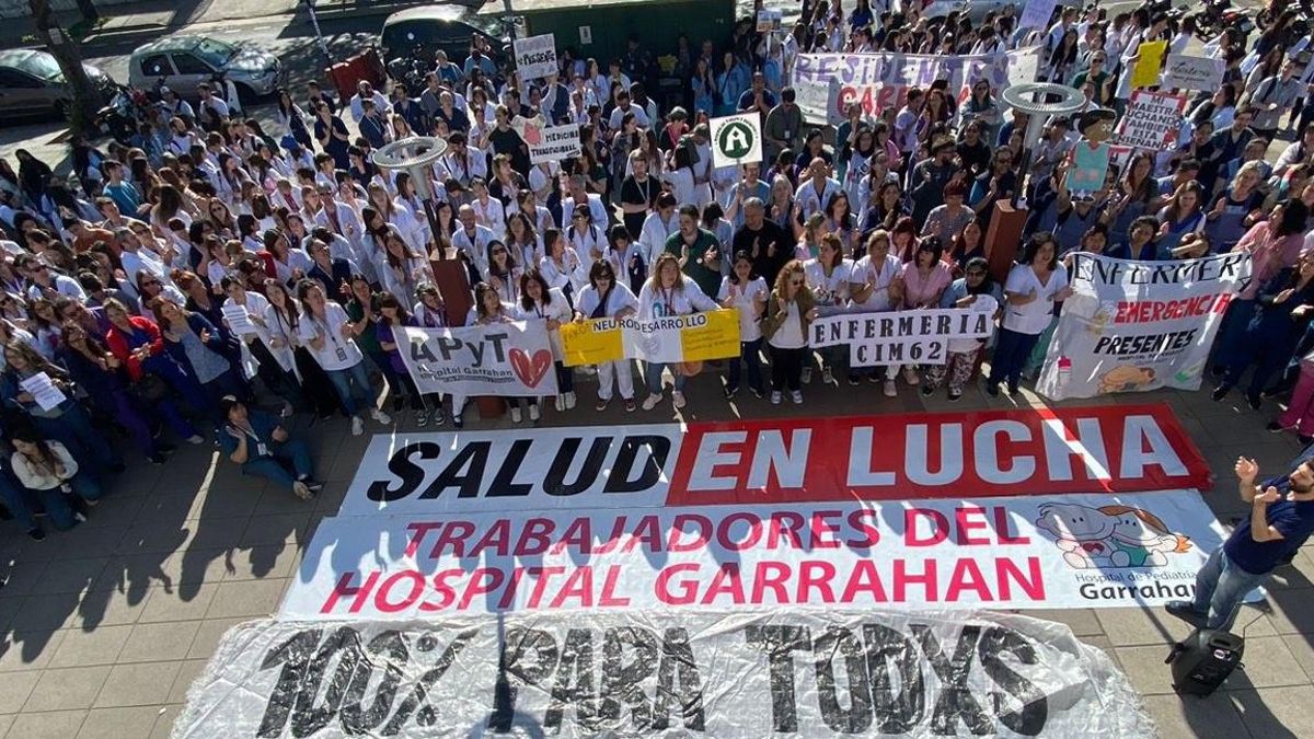 Nuevo paro en el Hospital Garrahan: trabajadores marchan a Plaza de Mayo contra los recortes en salud
