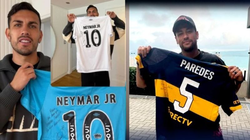 Neymar sorprendió con una camiseta de Boca Juniors firmada por Paredes