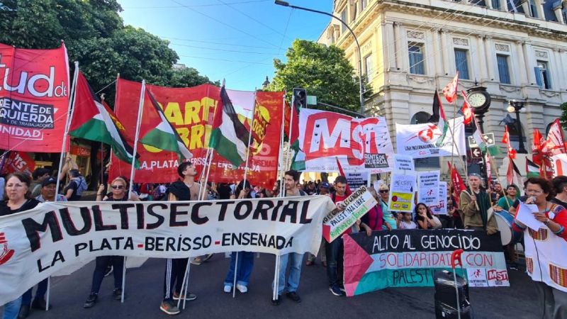 Movilización en La Plata en apoyo a Palestina tras la intercepción de la flotilla humanitaria de Greta Thunberg