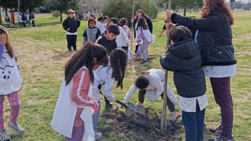 Una escuela celebra el Día del Árbol con una plantación de más de 40 ejemplares en Meridiano V
