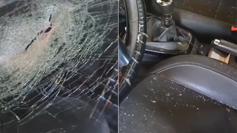Ataque en la Autopista Buenos Aires-La Plata: le arrojaron un objeto desde un puente y le destrozaron el parabrisas